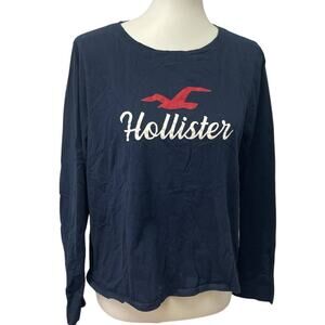 Hollister Womens Large Long Sleeve Crew Neck Cotton Sleep Wear Tee Shirt